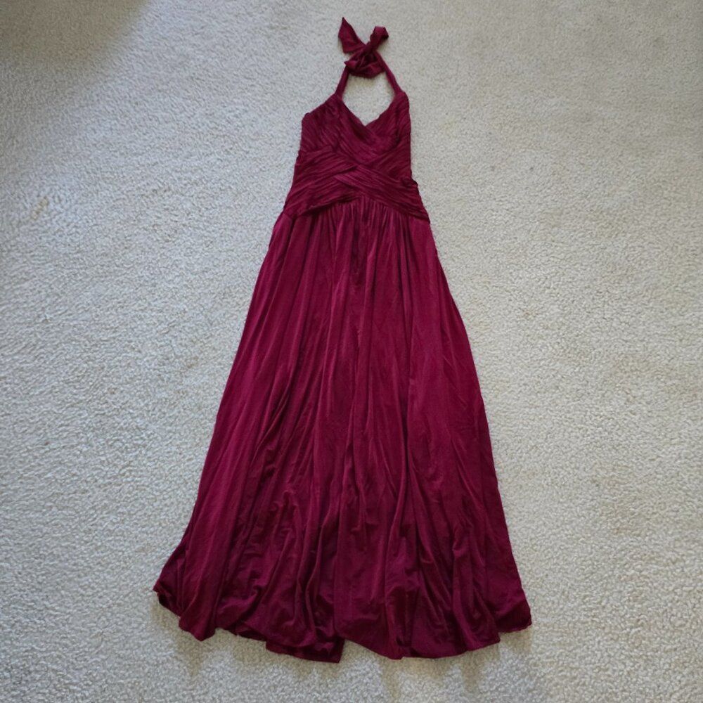 BCBGMAXAZRIA Jersey Knit Maxi Dress in burgundy size S petite